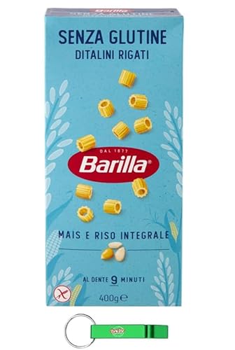 14x Barilla Pasta Ditalini Rigati Senza Glutine,Glutenfreie Nudeln aus weißem Mais, gelbem Mais und braunem Reis 400g + Beni Culinari Kostenloser Schlüsselanhänger von Beni Culinari