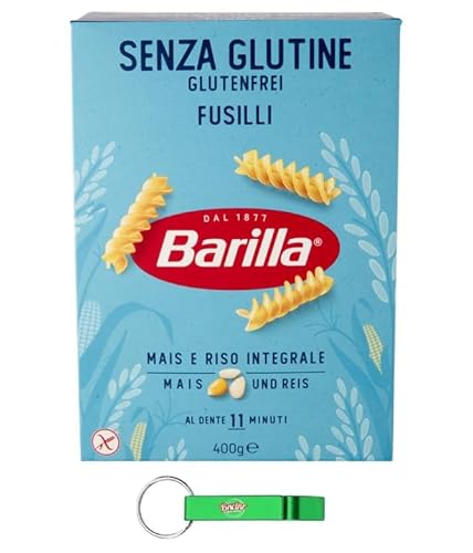 14x Barilla Pasta Fusilli Senza Glutine,Glutenfreie Nudeln aus weißem Mais, gelbem Mais und braunem Reis 400g + Beni Culinari Kostenloser Schlüsselanhänger von Beni Culinari