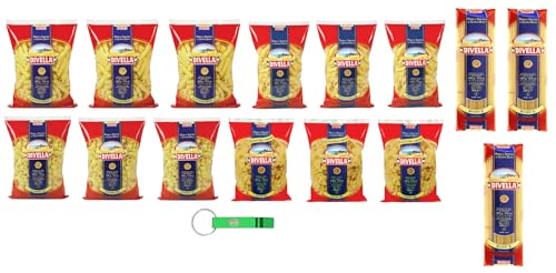 15x Divella Pasta Testpaket Bucatini - Canneroni Rigati - Penne Candela - Lumache - Farfalle,Italienische Nudeln aus Hartweizengrieß,500g + Beni Culinari Kostenloser Schlüsselanhänger von Beni Culinari