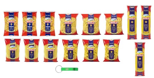 15x Divella Pasta Testpaket Fusilli col Buco - Elicoidali - Mezze Maniche - Stelline - Pipe Rigate,Italienische Nudeln aus Hartweizengrieß,500g + Beni Culinari Kostenloser Schlüsselanhänger von Beni Culinari