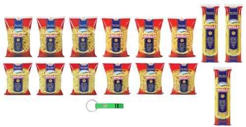 15x Divella Pasta Testpaket Rigatoni - Fusilli- Linguine - Paternosti Lisci- Ziti Tagliati,Italienische Nudeln aus Hartweizengrieß,500g + Beni Culinari Kostenloser Schlüsselanhänger von Beni Culinari