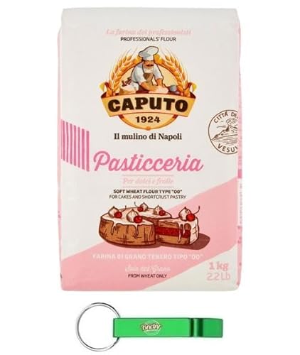 16x Caputo Farina Pasticceria - Mehl TYP 00 - Ideal für Desserts und Mürbeteiggebäck - 1KG + Beni Culinari Kostenloser Schlüsselanhänger von Beni Culinari