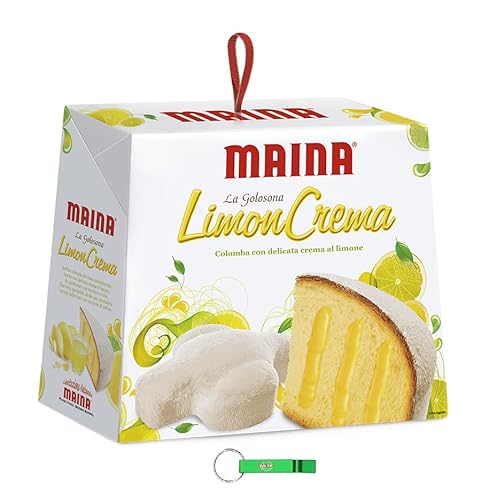 1x Maina Colomba LimonCrema Osterkuchen gefüllt mit Zarter Zitronencreme 750g Oster-taube der italienischen Tradition + Beni Culinari Kostenloser Schlüsselanhänger von Beni Culinari