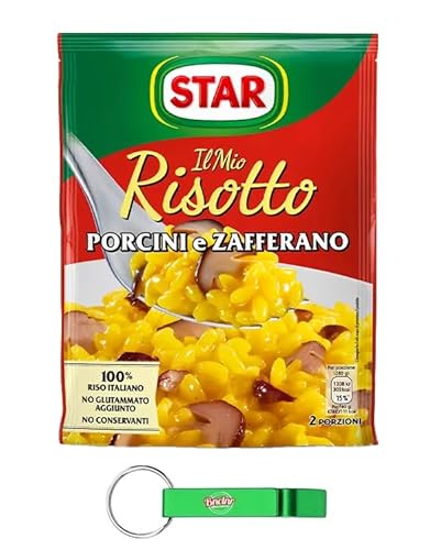 20x Star Il Mio Risotto Funghi Porcini e Zafferano - Cremiges Reis mit Steinpilze und Safran 100% italienisch Fertiggerichte Frischesparbeutel 175g + Beni Culinari Kostenloser Schlüsselanhänger von Beni Culinari