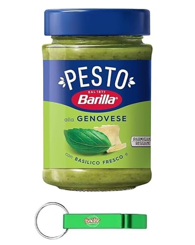 24x Barilla Pesto alla Genovese 190g | Glutenfreie Italienische Pasta-Sauce mit 100% italienischem Basilikum und Parmigiano Reggiano, Nudel-Soße + Beni Culinari Kostenloser Schlüsselanhänger von Beni Culinari