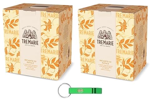 2x Tre Marie Il Panettone Milanese Incanto - Weihnachts Kuchen mit Sultaninen und Kandierter Orangenschale mit Flasche - 750g + Beni Culinari Kostenloser Schlüsselanhänger von Beni Culinari