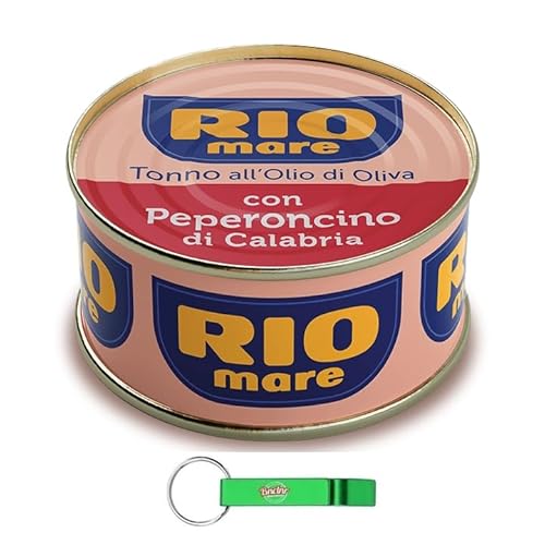 30er-Pack Rio Mare Thunfisch Tonno all'Olio di Oliva,Thunfisch in Olivenöl mit Kalabrischer Chilischote,80g Dose + Beni Culinari Kostenloser Schlüsselanhänger von Beni Culinari