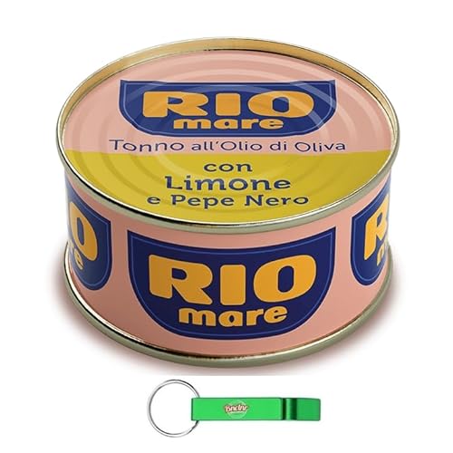 30er-Pack Rio Mare Thunfisch Tonno all'Olio di Oliva,Thunfisch in Olivenöl mit Zitrone und Schwarzem Pfeffer,80g Dose + Beni Culinari Kostenloser Schlüsselanhänger von Beni Culinari