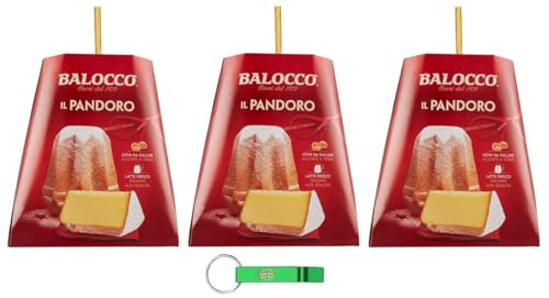 3x Balocco Il Pandoro Classico - Traditionelles italienisches Weihnachtsdessert - weicher und zarter Weihnachts kuchen mit Puderzucker 1KG + Beni Culinari Kostenloser Schlüsselanhänger von Beni Culinari