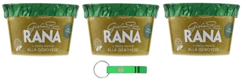 3x Giovanni Rana Pesto alla Genovese con Basilico Genovese,Frisches Pesto-Sauce mit Genueser Basilikum DOP 140g + Beni Culinari Kostenloser Schlüsselanhänger von Beni Culinari