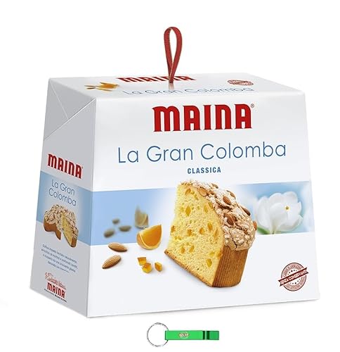 3x Maina La Gran Colomba Classica Osterkuchen mit Knusprige Haselnussglasur mit Ganzen Mandeln und Kristallzucker 1Kg Oster-taube + Beni Culinari Kostenloser Schlüsselanhänger von Beni Culinari