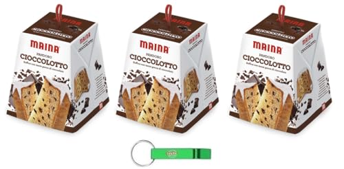 3x Maina Pandoro Il Cioccolotto - Traditionelles italienisches Weihnachtsdessert - Weihnachts Kuchen mit Schokoladenstückchen 750g + Beni Culinari Kostenloser Schlüsselanhänger von Beni Culinari