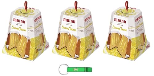 3x Maina Pandoro Limoncrema - Traditionelles italienisches Weihnachtsdessert - Weihnachts Kuchen mit Zitronencreme 750g + Beni Culinari Kostenloser Schlüsselanhänger von Beni Culinari