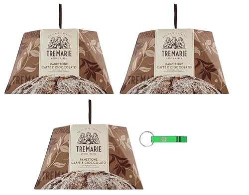 3x Tre Marie Il Panettone Caffè e Cioccolato - Traditionelles Weihnachtsdessert - Weihnachts Kuchen mit Kaffee und Schokolade 930g + Beni Culinari Kostenloser Schlüsselanhänger von Beni Culinari