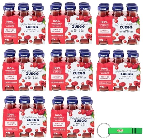 48er-Pack Zuegg Nettare di Frutti Rossi,Roter Fruchtnektar,Roter Fruchtsaft,Erfrischendes alkoholfreies Getränk,125ml Einweg-Glasflasche + Beni Culinari Kostenloser Schlüsselanhänger von Beni Culinari