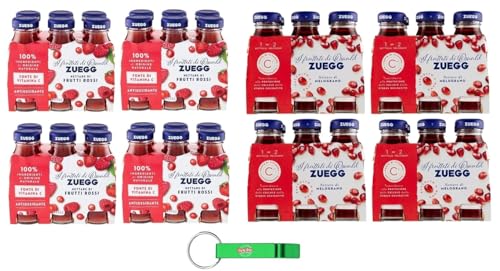 48x Zuegg Testpaket Frutti Rossi + Melograno,Granatapfel Fruchtsaft + Roter Fruchtsaft,Erfrischendes alkoholfreies Getränk,125ml Einweg-Glasflasche + Beni Culinari Kostenloser Schlüsselanhänger von Beni Culinari