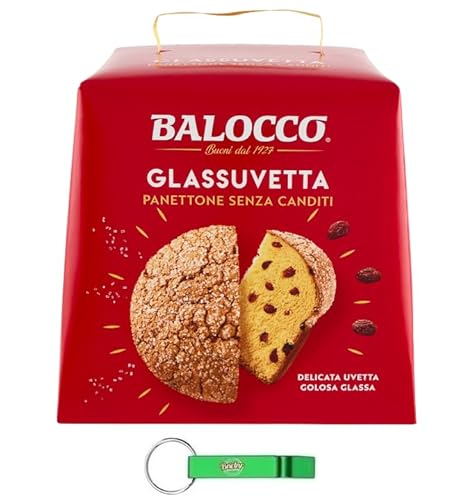 4x Balocco Panettone Glassuvetta - Italienisches Weihnachtsdessert mit Sultaninen,Glasur und Zuckergranulat - Weihnachts Kuchen 750g + Beni Culinari Kostenloser Schlüsselanhänger von Beni Culinari