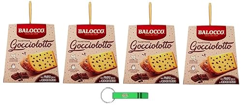 4x Balocco Panettone Gocciolotto - Italienisches Weihnachtsdessert mit Schokoladenstückchen - weicher und zarter Weihnachts Kuchen 800g + Beni Culinari Kostenloser Schlüsselanhänger von Beni Culinari