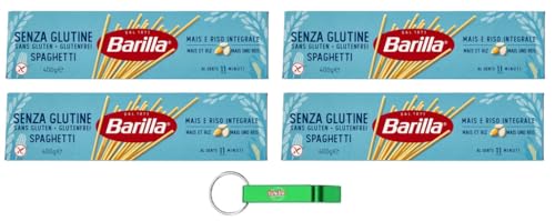 4x Barilla Pasta Spaghetti Senza Glutine,Glutenfreie Nudeln aus weißem Mais, gelbem Mais und braunem Reis 400g + Beni Culinari Kostenloser Schlüsselanhänger von Beni Culinari