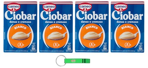 4x Cameo Ciobar Bianco- Pulver Zubereitung für Heiße Weiße Schokolade Hot Chocolate 105g-Packung, jede Packung enthält 5 Beutel à 21g + Beni Culinari Kostenloser Schlüsselanhänger von Beni Culinari