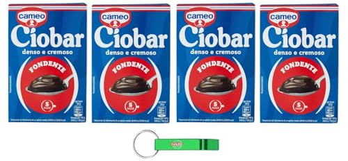 4x Cameo Ciobar Fondente- Pulver Zubereitung für Heiße Dunkle Schokolade Hot Chocolate 115g-Packung, jede Packung enthält 5 Beutel à 23g + Beni Culinari Kostenloser Schlüsselanhänger von Beni Culinari