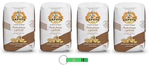 4x Caputo Farina Pasta Fresca e Gnocchi - Mehl TYP 00 - Ideal für frische Pasta und Gnocchi - 1KG + Beni Culinari Kostenloser Schlüsselanhänger von Beni Culinari