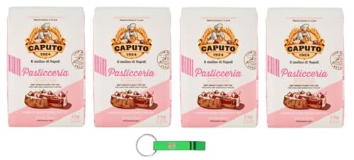 4x Caputo Farina Pasticceria - Mehl TYP 00 - Ideal für Desserts und Mürbeteiggebäck - 1KG + Beni Culinari Kostenloser Schlüsselanhänger von Beni Culinari