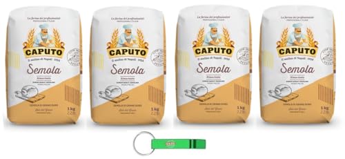 4x Caputo Semola Rimacinata - Gemahlener Hartweizengrieß Ideales für Neapolitanische Pizza - 1KG + Beni Culinari Kostenloser Schlüsselanhänger von Beni Culinari