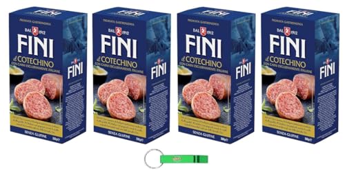 4x Fini Cotechino 100% Italienische Spezialität mit italienischem Gedämpftes Schweinefleisch-Cotechino Glutenfrei 500g + Beni Culinari Kostenloser Schlüsselanhänger von Beni Culinari