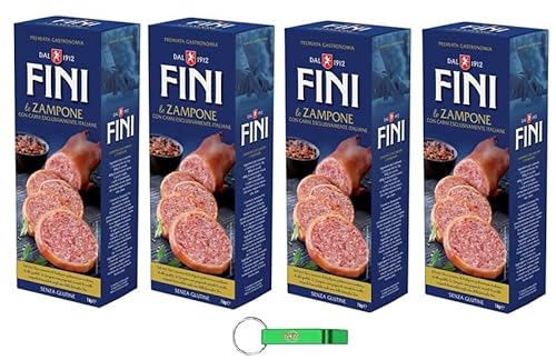 4x Fini Zampone 100% Italienische Spezialität mit italienischem Gedämpftes Schweinefleisch-Zampone Glutenfrei 1Kg + Beni Culinari Kostenloser Schlüsselanhänger von Beni Culinari