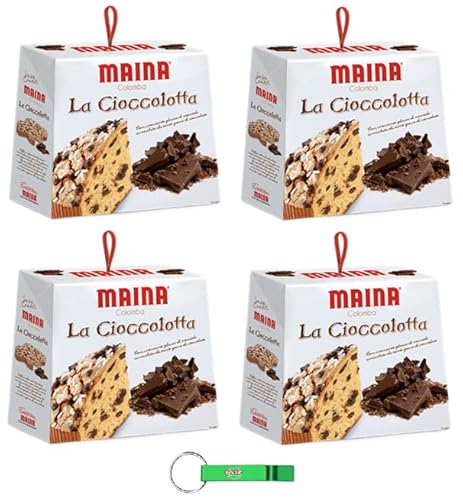 4x Maina Colomba Cioccolotta Osterkuchen mit Knusprige Haselnussglasur und Dunkle Schokoladentropfen - 750g Oster-taube der italienischen Tradition + Beni Culinari Kostenloser Schlüsselanhänger von Beni Culinari