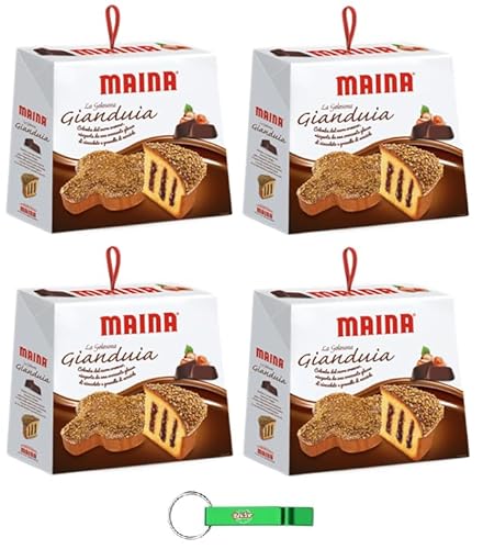 4x Maina Colomba Gianduia Osterkuchen mit Gianduia-Creme mit Dunkler Schokoladenglasur und Gehackten Haselnüssen 750g Oster-taube + Beni Culinari Kostenloser Schlüsselanhänger von Beni Culinari