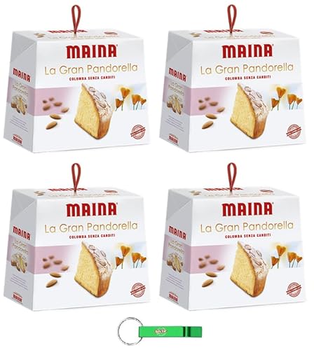 4x Maina Colomba La Gran Pandorella Osterkuchen it Knusprige Haselnussglasur und Ganzen Mandeln,Ohne Kandierte Früchte 900g Oster-taube + Beni Culinari Kostenloser Schlüsselanhänger von Beni Culinari