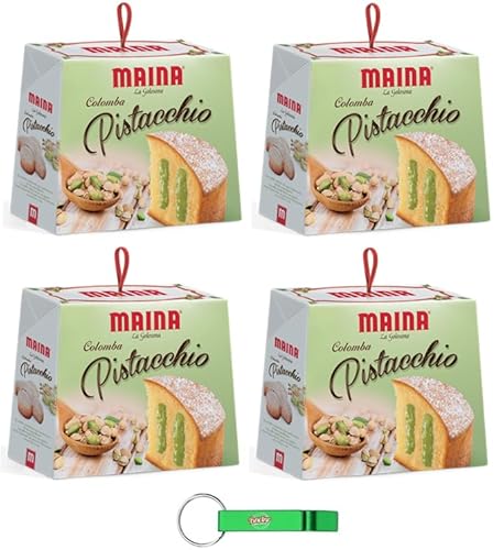 4x Maina Colomba Pistazie Osterkuchen gefüllt mit köstlicher Pistaziencreme 750g Oster-taube der italienischen Tradition + Beni Culinari Kostenloser Schlüsselanhänger von Beni Culinari