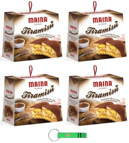 4x Maina Colomba Tiramisù Osterkuchen gefüllt Tiramisu-Creme 750g Oster-taube der italienischen Tradition + Beni Culinari Kostenloser Schlüsselanhänger von Beni Culinari