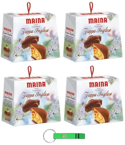 4x Maina Colomba Zuppa Inglese Osterkuchen gefüllt Zarte Sahne und Whiskycreme 750g Oster-taube der italienischen Tradition + Beni Culinari Kostenloser Schlüsselanhänger von Beni Culinari