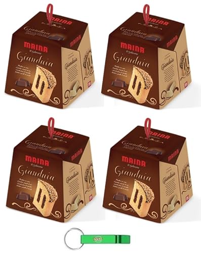 4x Maina Panettone Gianduia - Traditionelles italienisches Weihnachtsdessert - Weihnachts Kuchen mit Gianduia-Creme 750g + Beni Culinari Kostenloser Schlüsselanhänger von Beni Culinari