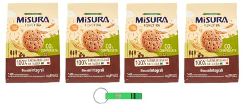 4x Misura Fibrextra Kekse Biscotti Integrali - Ballaststoffreiche Vollkornkekse mit Vollkornmehl 330g + Beni Culinari Kostenloser Schlüsselanhänger von Beni Culinari