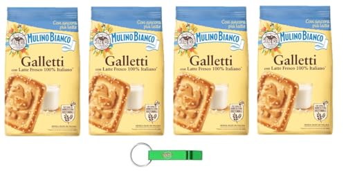 4x Mulino Bianco Galletti - Shortbread-Kekse mit Mehl, Milch und Zucker Granulat - Italienische Kekse Biscuit 350g + Beni Culinari Kostenloser Schlüsselanhänger von Beni Culinari