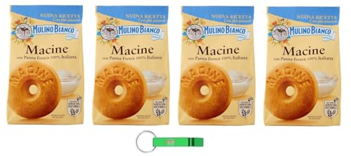 4x Mulino Bianco Macine - Shortbread-Kekse mit Frischer Sahne - Italienische Kekse Biscuit 350g + Beni Culinari Kostenloser Schlüsselanhänger von Beni Culinari