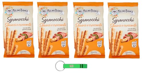 4x Mulino Bianco Sgranocchi - Grissini vom Typ 0 mit 8 Cerealien und Sesam – Knusprig und Voller Geschmack - Snack Breadsticks 210g Packung + Beni Culinari Kostenloser Schlüsselanhänger von Beni Culinari