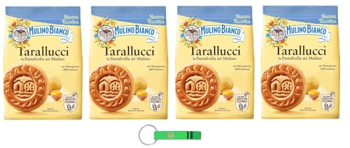 4x Mulino Bianco Tarallucci - Shortbread-Shortbread-Kekse mit Frischen Eiern - Italienische Kekse Biscuit 350g + Beni Culinari Kostenloser Schlüsselanhänger von Beni Culinari