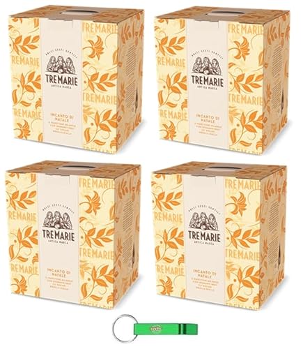 4x Tre Marie Il Panettone Milanese Incanto - Weihnachts Kuchen mit Sultaninen und Kandierter Orangenschale mit Flasche - 750g + Beni Culinari Kostenloser Schlüsselanhänger von Beni Culinari