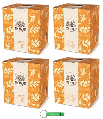 4x Tre Marie Pandoro Incanto - Traditionelles italienisches Weihnachtsdessert - Weihnachts Kuchen mit Feiner Butter mit Flasche - 750g + Beni Culinari Kostenloser Schlüsselanhänger von Beni Culinari