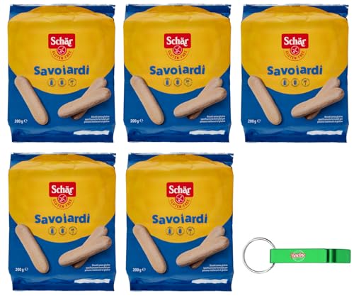 5er-Pack Schär Savoiardi Gluten Free,Glutenfreie Kekse Biscuits Cookie 200g + Beni Culinari Kostenloser Schlüsselanhänger von Beni Culinari