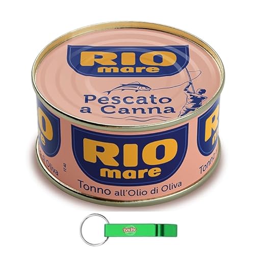 60er-Pack Rio Mare Thunfisch Tonno all'Olio di Oliva Pescato a Canna,Thunfisch in Olivenöl Mit der Angelrute gefangen,80g Dose + Beni Culinari Kostenloser Schlüsselanhänger von Beni Culinari