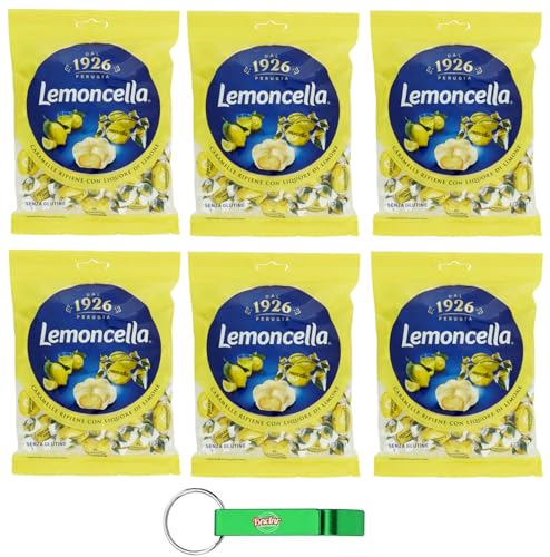 6er-Pack Fida Perugia Lemoncella,Bonbons gefüllte mit Zitronenlikör,175g Beutel + Beni Culinari Kostenloser Schlüsselanhänger von Beni Culinari