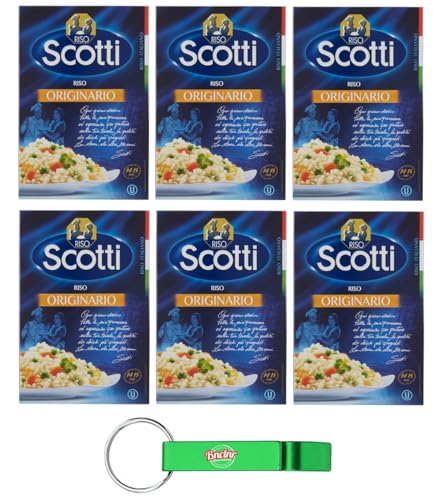 6er-Pack Riso Scotti Riso Originario,Italienischer Reis,Kleine und Runde Reiskörner,500g Vakuumverpackung + Beni Culinari Kostenloser Schlüsselanhänger von Beni Culinari