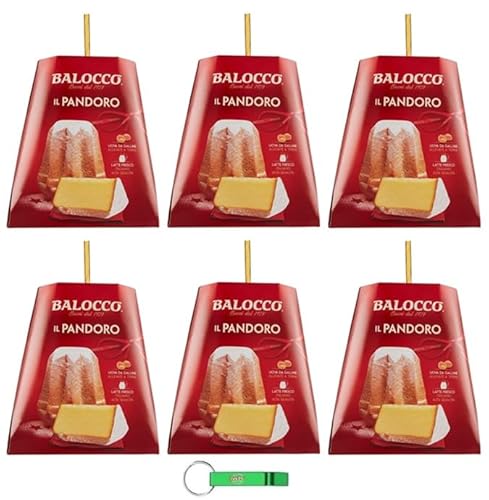 6x Balocco Il Pandoro Classico - Traditionelles italienisches Weihnachtsdessert - weicher und zarter Weihnachts kuchen mit Puderzucker 1KG + Beni Culinari Kostenloser Schlüsselanhänger von Beni Culinari