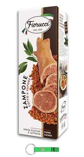 6x Fiorucci Zampone 100% Italienische Spezialität mit italienischem Gedämpftes Schweinefleisch-Zampone Glutenfrei 1Kg + Beni Culinari Kostenloser Schlüsselanhänger von Beni Culinari